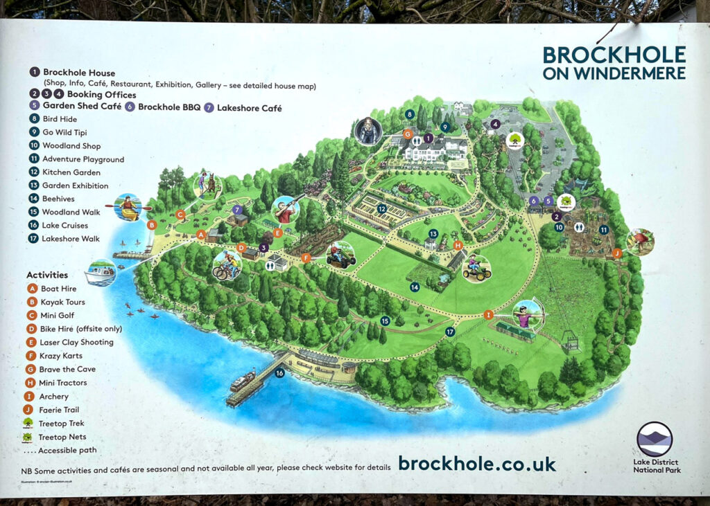 Map displaying all the activities at Brockhole on Windermere