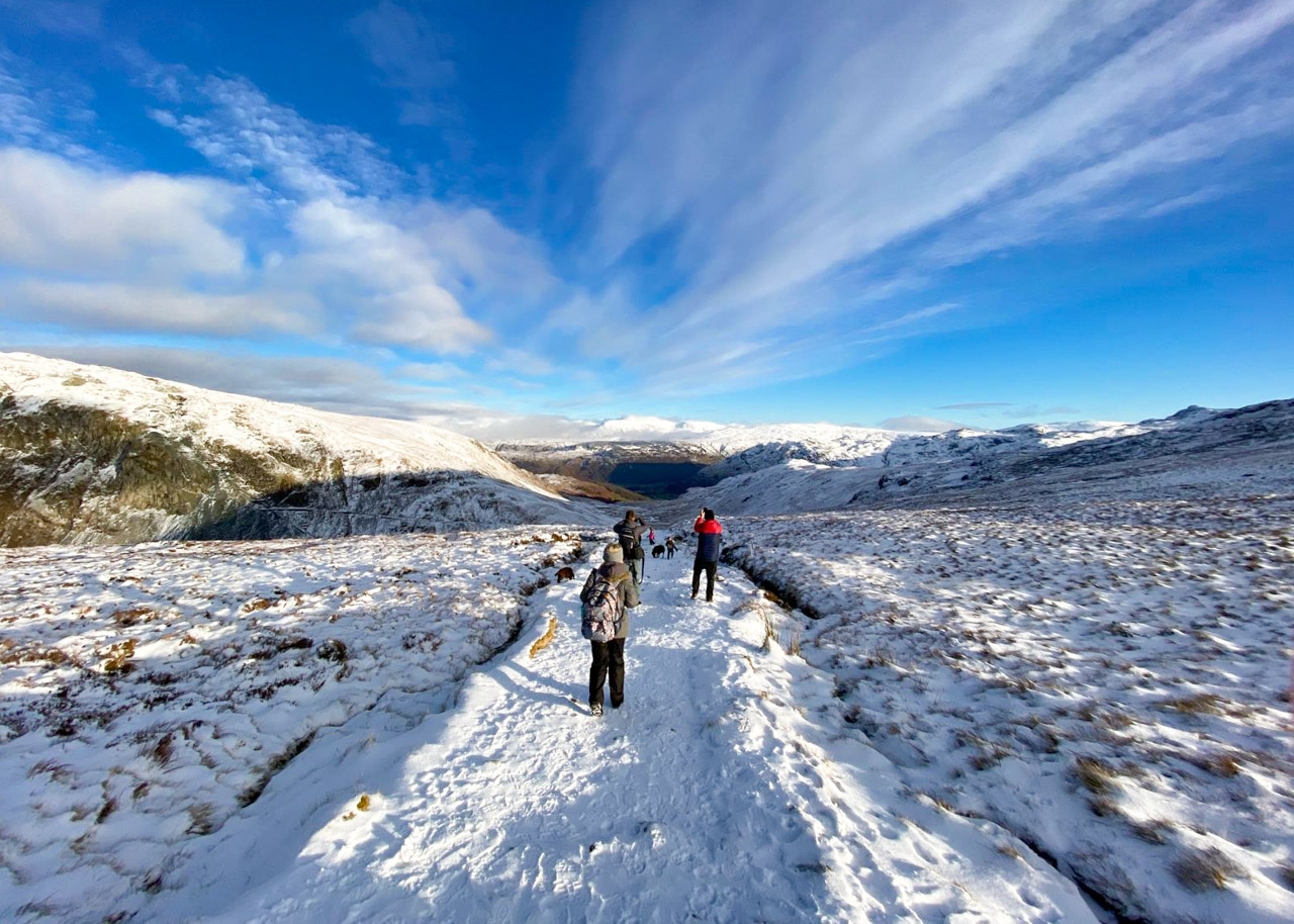 snowy Lake District walk